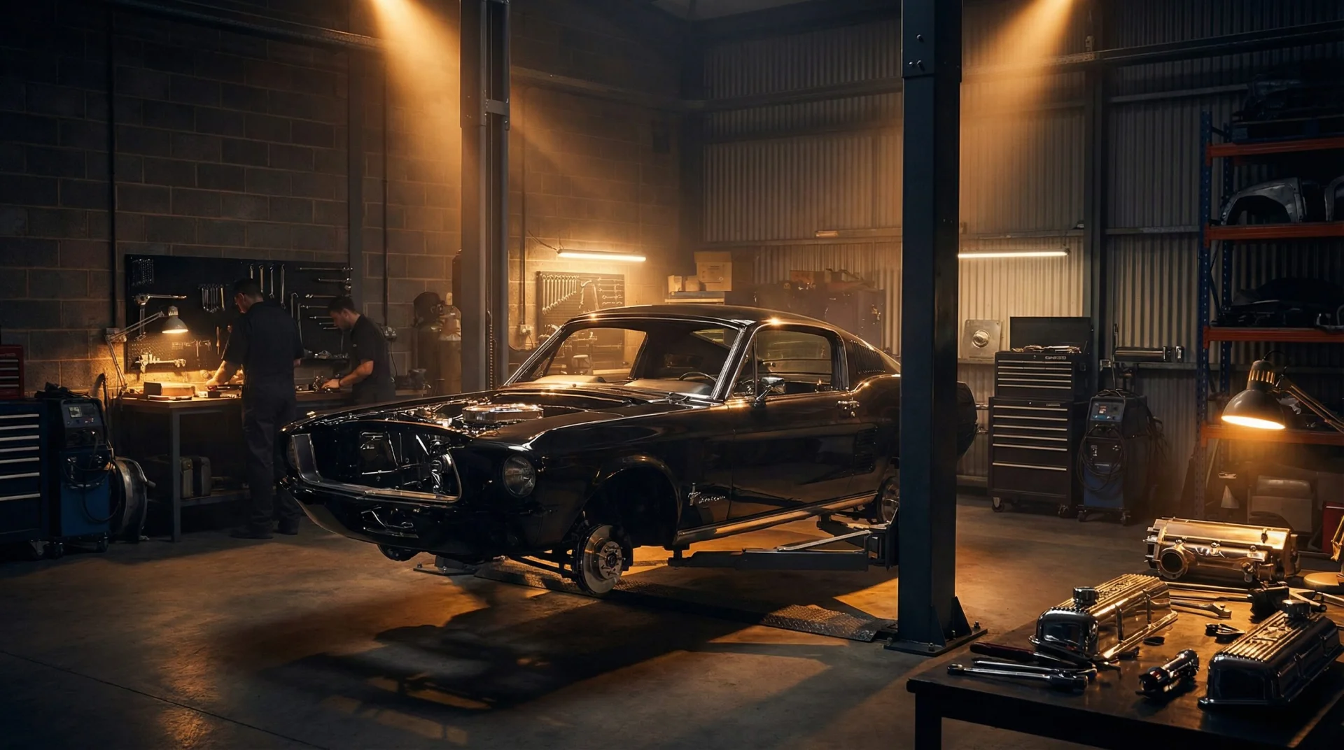 Classic car restoration workshop